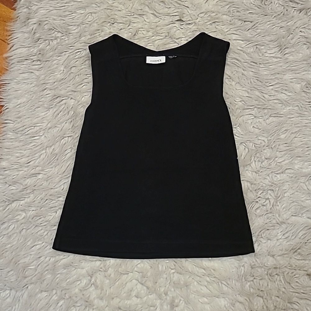 Chicos vintage womens black stretch tank top‎ with sheer back size medium